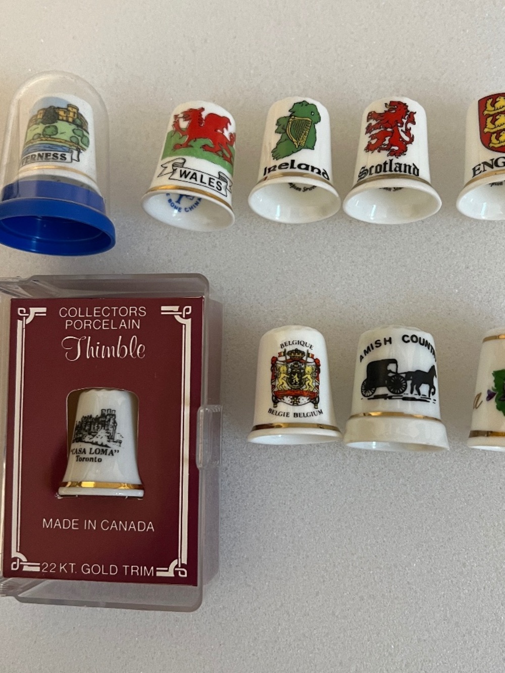 THIMBLES 9 VINTAGE MIXED LOT OF BONE CHINA 22KT GOLD TRIM RARE FIND
